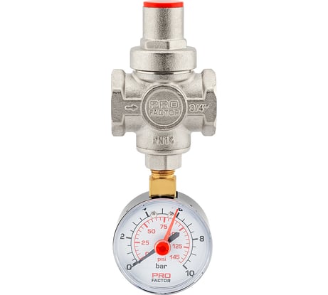 Редуктор давления PROFACTOR поршневой, c манометром 3/4" PF PRV 251.20G