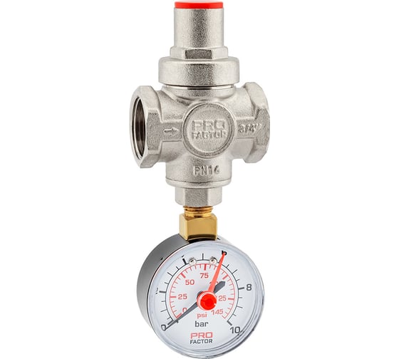 Редуктор давления PROFACTOR поршневой, c манометром 3/4" PF PRV 251.20G