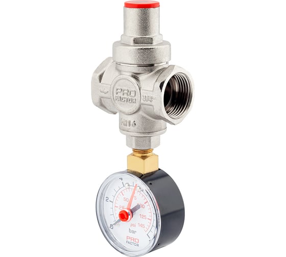 Редуктор давления PROFACTOR поршневой, c манометром 3/4" PF PRV 251.20G