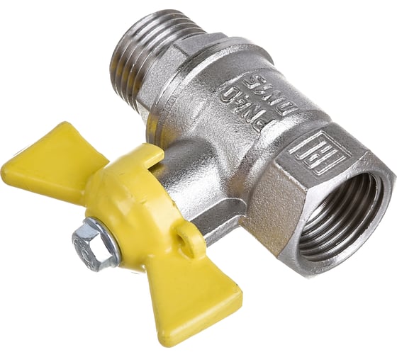 Шаровой кран для газа VALFEX 1/2" ВР/НР бабочка, латунный никелированный 11Б27фтМ VF.278.NB3.012.Bir