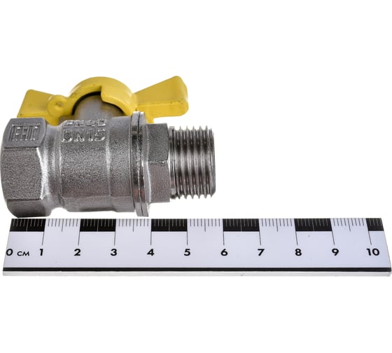 Шаровой кран для газа VALFEX 1/2" ВР/НР бабочка, латунный никелированный 11Б27фтМ VF.278.NB3.012.Bir
