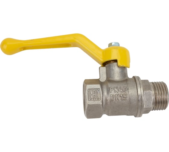 Шаровой кран для газа VALFEX 1/2" ВР/НР рычаг, латунный никелированный 11Б27фтМ VF.272.NR3.012.Bir 1