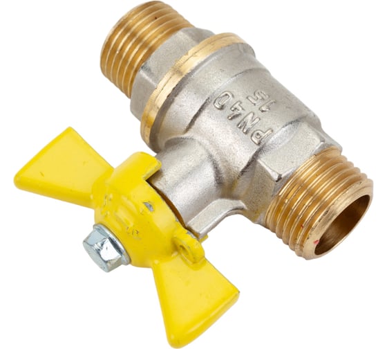 Шаровой кран для газа VALFEX 1/2" НР/НР бабочка, латунный никелированный 11Б27фтМ VF.279.NB3.012.Bir