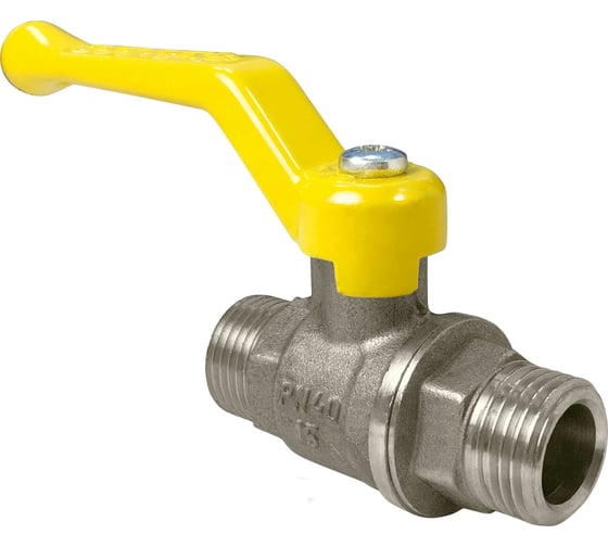 Шаровой кран для газа VALFEX 1/2" НР/НР рычаг, латунный никелированный 11Б27фтМ VF.270.NR3.012.Bir 1