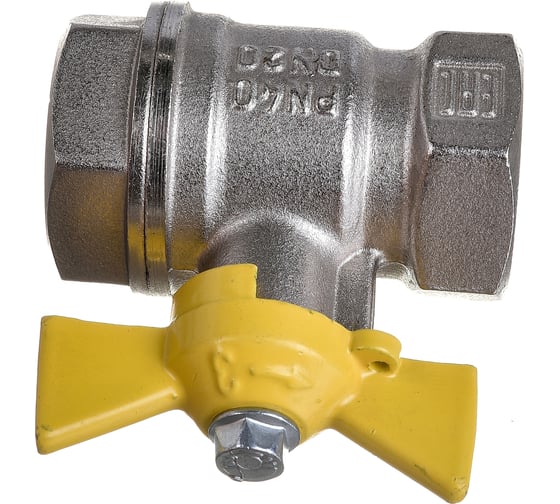 Шаровой кран для газа VALFEX 3/4" ВР/ВР бабочка, латунный никелированный 11Б27фтМ VF.277.NB3.034.Bir