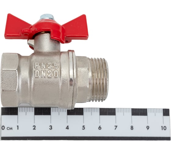 Шаровой кран для воды VALFEX OPTIMA латунный 3/4" ВР/НР бабочка, никелированный 11Б27фт1М VF.218.NLB1.034.Bir