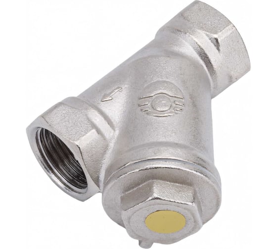 Сетчатый фильтр для газа VALFEX 1/2" ВР/ВР латунный под пломбу никелированный 46Б5фт VF.193.LN0.012.Bir
