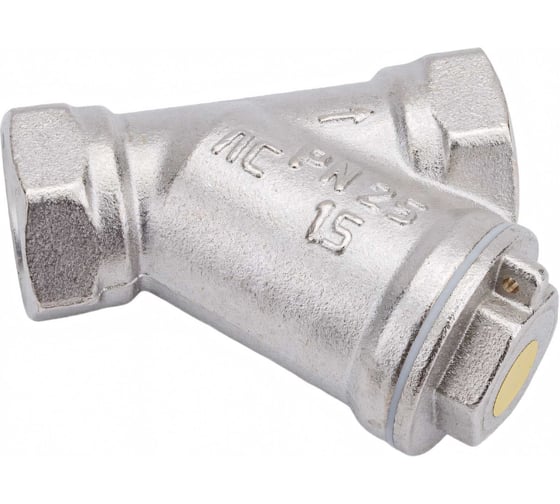 Сетчатый фильтр для газа VALFEX 1/2" ВР/ВР латунный под пломбу никелированный 46Б5фт VF.193.LN0.012.Bir