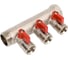 Коллектор HENCO 1" с красными шаровыми кранами, 3/4"НР евроконус, 1"-3xEK14,16,18,20 VB060503-ROOD 1