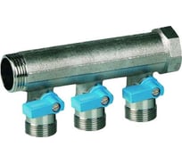 Коллектор HENCO 1" с синими шаровыми кранами, 3/4"НР евроконус, 1"-3xEK14,16,18,20 VB060503-BLAUW