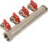 Коллектор HENCO 1" с красными шаровыми кранами, 3/4"НР евроконус, 1"-4xEK14,16,18,20 VB060504-ROOD 1