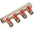 Коллектор HENCO 1" с красными шаровыми кранами, 3/4"НР евроконус, 1"-4xEK14,16,18,20 VB060504-ROOD 2