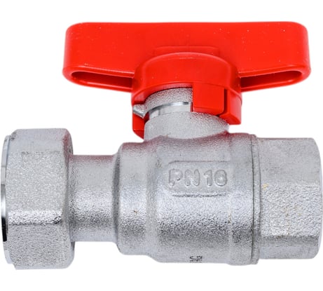 Шаровой кран FAR хром, 1/2'ВР-3/4" накидная гайка, бабочка, красный FS 3047 12RC