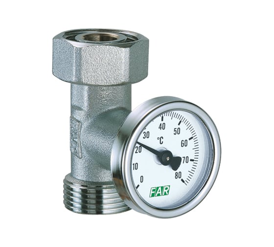 Хромовая вставка FAR 3/4" евроконус с термометром 0-80 С FK 3433 34