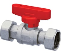 Шаровой кран FAR1/2" хромированный 3/4" накидные гайки, бабочка, красный FS 3037 12RC
