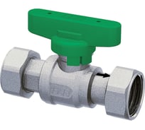 Шаровой кран FAR1/2", хромированный 3/4" накидные гайки, бабочка, зеленый FS 3037 12VC