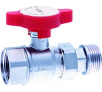 Шаровой кран FARс американкой, хром, 1", красная ручка FS 3052 1R