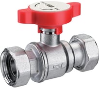Шаровой кран FAR 1"х1", хром, с 2 накидными гайками, красная ручка FS 3056 1R