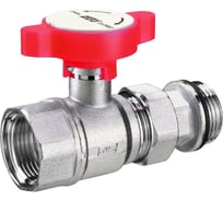 Шаровой кран под термометр FAR хром, 1"ВР-американка с EPDM, красная ручка FS 3058 1R