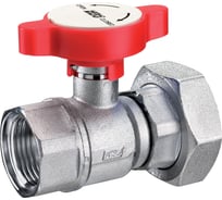 Шаровой кран FAR 1"х1 1/2", хром, с накидной гайкой, красная ручка FS 3060 1R