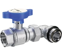 Шаровой кран FAR с угольником хром, 1"ВР х 1"НР, синяя рукоятка O-ring FS 3062 1B