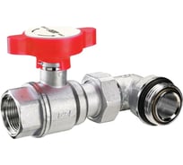 Шаровой кран FAR 1"ВР х 1"НР с угольником, хром, красная ручка FS 3062 1R