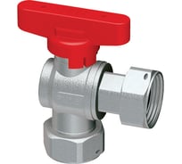 Шаровой кран FAR хром, 3/4" накидные гайки, бабочка, красный, угловой FS 3099 34RC