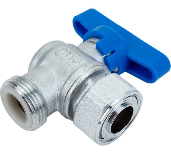 Шаровой кран FAR хром, 3/4" накидная гайка-3/4" EU/плоское уплотнение, бабочка, синий, угловой FS 3098 34BC