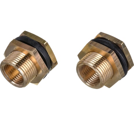 Штуцер для врезки в бочку 1/2" ВР х 3/4" НР + уплотнитель, 2 шт HG 1649809