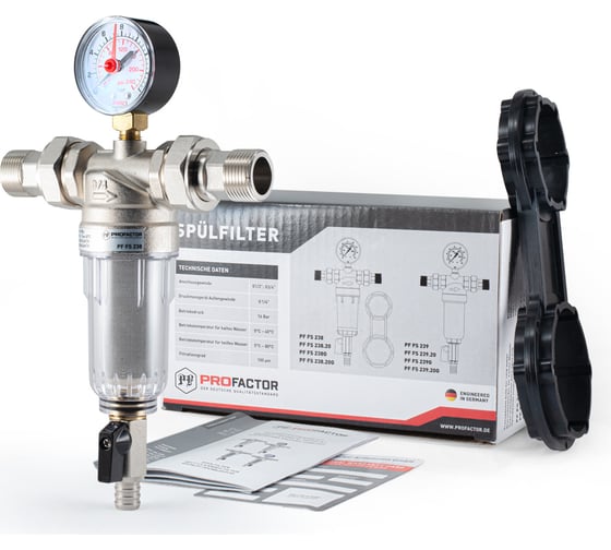 Фильтр промывной с манометром для холодной воды PROFACTOR 3/4" PF FS 238.20G