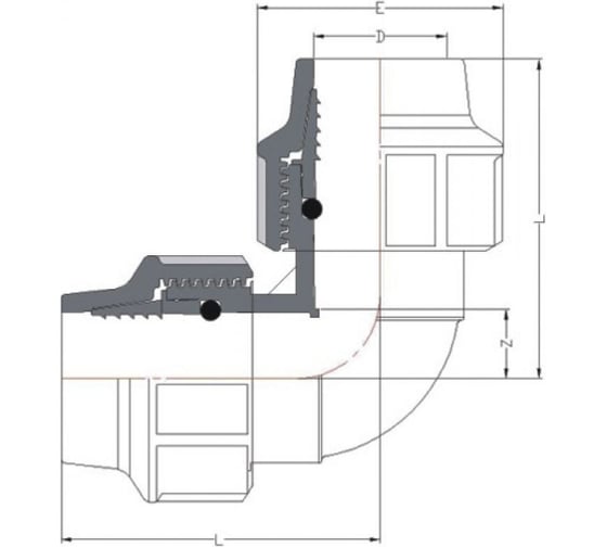 Угольник компрессионный ПНД 32 мм AV Engineering AVE1013232