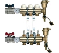 Коллекторная группа Tiemme 3 отвода 1" с расходомерами, латунь 3870008 / 3871G060503