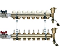 Коллекторная группа Tiemme 8 отводов 1" с расходомерами, латунь 3870003 / 3871G060508