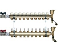 Коллекторная группа Tiemme 10 отводов 1" с расходомерами, латунь 3870011 / 3871G060510