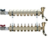 Коллекторная группа Tiemme 9 отводов 1" с расходомерами, латунь 3870009 / 3871G060509