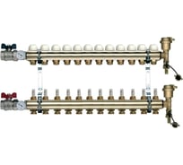 Коллекторная группа Tiemme 12 отводов 1" с расходомерами, латунь 3870018 / 3871G060512