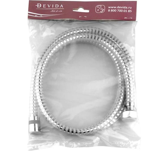 Шланг для душа DEVIDA 150 см, PVC, белый, неперекручивающийся DVC03004W