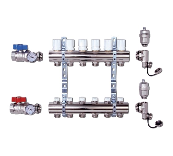 Коллектор регулируемый CD 468M/9 (1''x3/4 EK; 2 шт.) для теплых полов Luxor 15552709MN 1