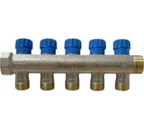 Коллектор с вентильными кранами Imperial 3/4-1/2-5вых. никелированный (Италия) (35мм) 851.05