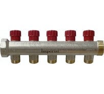 Коллектор с вентильными кранами Imperial 1-3/4EK-5вых. никелированный (Италия) (40мм) 857.05