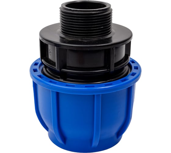 Компрессионная муфта TEBO ПНД нар. резьба 63x1.1/2" T-ПНД.М.5.63-112.CN