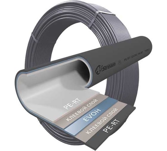 Полиэтиленовая труба PERT/EVOH/PERT Altstream 16x2.2 мм,  SDR7,4 бухта 200 м, серая 034020308