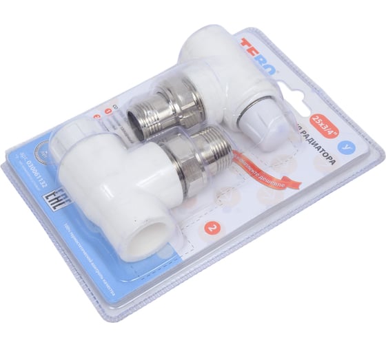Комплект TEBO C-TB №8 3/4 (термостатический угловой с колпачком 25x3/4, клапан запорный угловой 25x3/4) 030061132