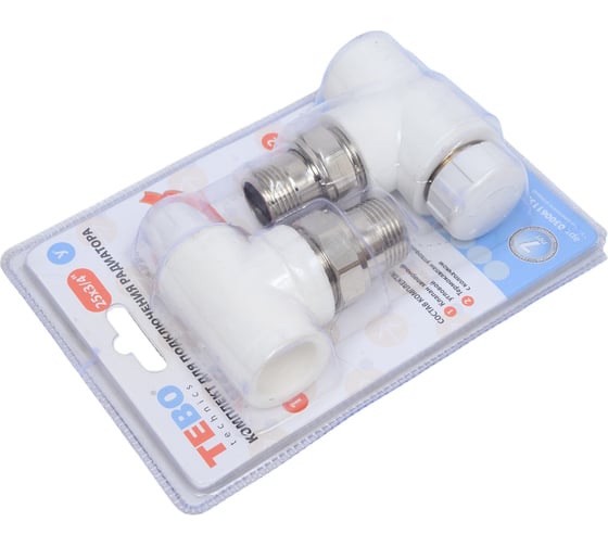 Комплект TEBO C-TB №8 3/4 (термостатический угловой с колпачком 25x3/4, клапан запорный угловой 25x3/4) 030061132