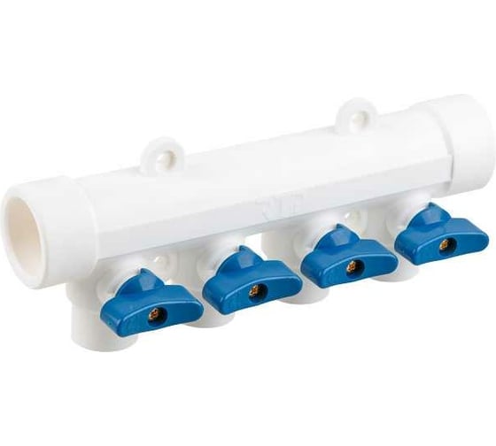 Коллектор с шаровым краном RTP синий PPR 32x20/4 белый 28204 1