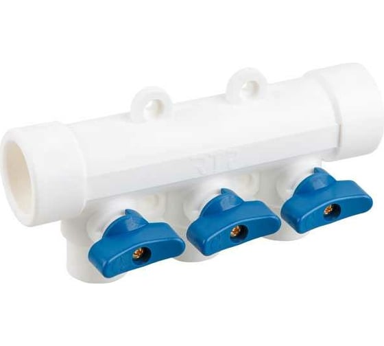 Коллектор с шаровым краном RTP синий PPR 32x20/3 белый 28203 1