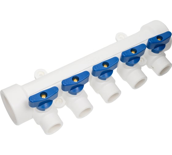 Коллектор с шаровым краном RTP универсальный PPR 40x20/5 белый 18734 1