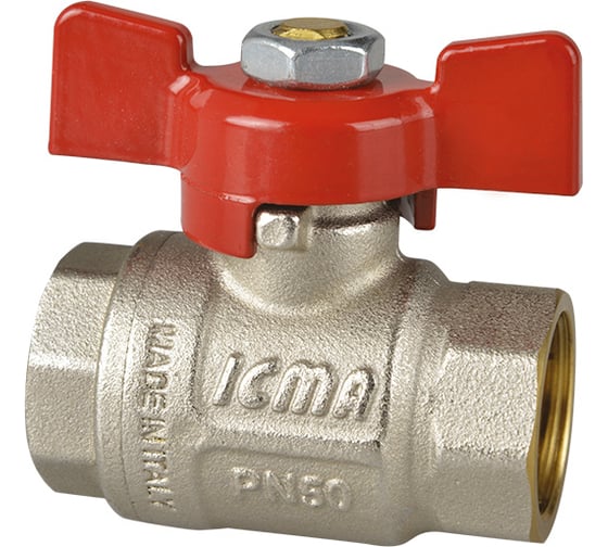 Шаровой полнопроходный кран ICMA S.P.A. 1/2" внутренняя/внутренняя резьба, бабочка 349 /87349AD11 1