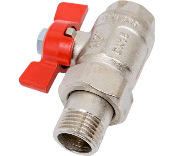 Шаровый полнопроходный кран ICMA S.P.A. 1/2" наружная/внутренняя резьба с американкой, бабочка 347 /87347AD11