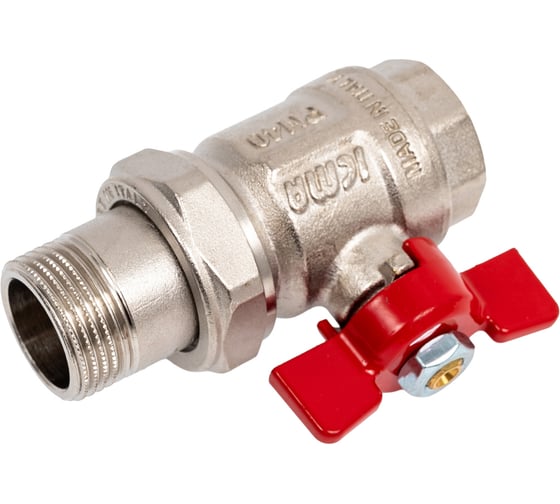Шаровой полнопроходный кран ICMA S.P.A. 3/4" наружная/внутренняя резьба с американкой, бабочка 347 /87347AE11